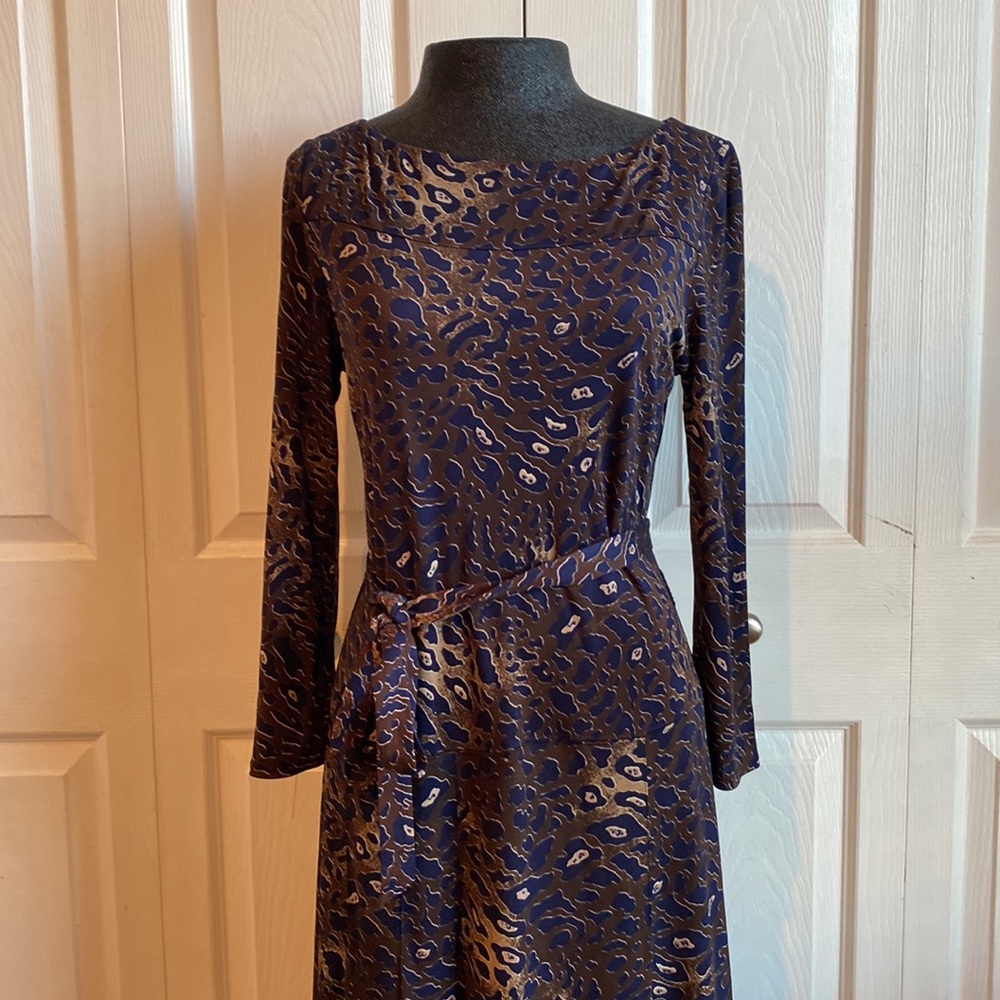 Tory Burch Navy, Brown and Gold Pattern Dress - Picture 2 of 6